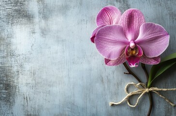 Fototapeta premium Pink Orchid on a Rustic Background