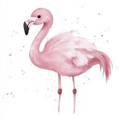 Whimsical Flamingo in a Soft, Romantic, Dreamy, Childish Pastoral Atmosphere for Kids Generative AI