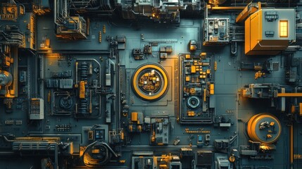 Aerial View of Futuristic Cityscape with Complex Interconnected Systems