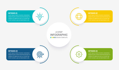 Four Step Infographic element design Vector template for presentation. process diagram and presentations step, workflow layout, banner, flow chart, info graphic vector illustration.