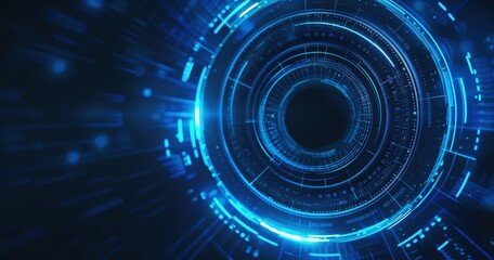 Fototapeta premium A futuristic digital design featuring concentric circles and glowing lines, representing technology and data visualization.