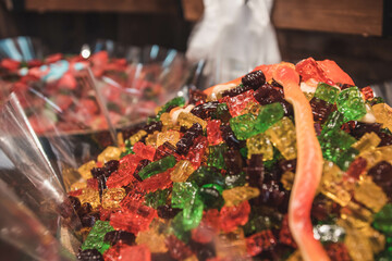 multi-colored gelatin candies in a store