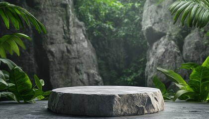 Fototapeta premium Rock Podium with Stone Forest Background for Product Display