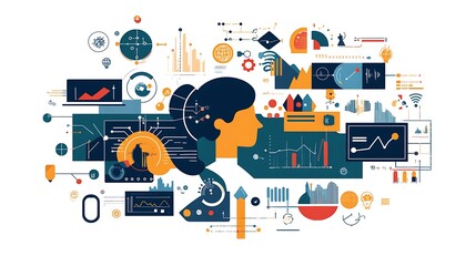 Abstract Illustration of Data, Technology, and Business Analytics