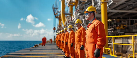 Offshore Oil and Gas Workers in Action on a Rig Platform