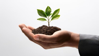 Hand Holding Sprout With Soil   Sustainable Growth  New Beginnings  Environmental Care