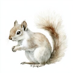 Obraz premium Watercolor Squirrel on White Background, Wildlife Illustration for Nature and Animal Designs Generative AI