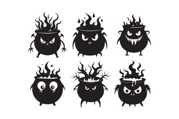 Witch's Poison Cauldron silhouette bundle, Witch's Poison Cauldron silhouette, Witch's Poison Cauldron silhouette Vector