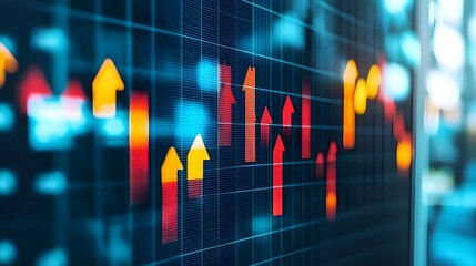 Upward Trending Market Chart with Financial Growth Indicators Showing Successful Investment