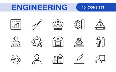 Comprehensive Engineering Icon Set: Precision-crafted icons for mechanical, civil, electrical, and software engineering projects.