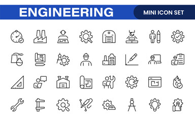 Comprehensive Engineering Icon Set: Precision-crafted icons for mechanical, civil, electrical, and software engineering projects.