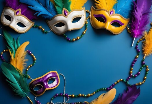 Mardi Gras masks on a dark background
