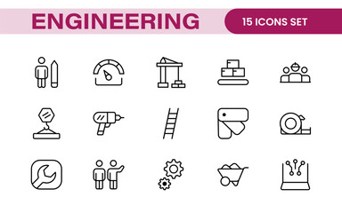 Comprehensive Engineering Icon Set: Precision-crafted icons for mechanical, civil, electrical, and software engineering projects.
