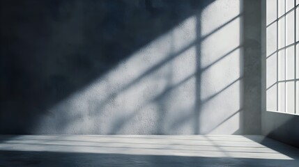 Obraz premium Elegant Gray Surface with Soft Light Beams and Window Shadows for Clean Product Presentation