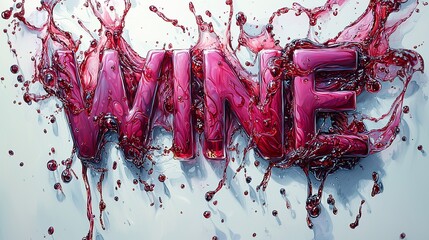 Creative Wine Text Art with Splashing Effect