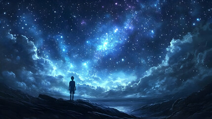 The act of painting a starry night sky represents the transformative power of art in bringing forth beauty amidst adversity.