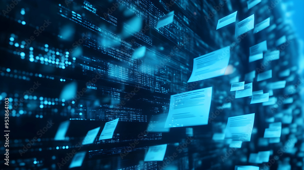 Wall mural the concept of digital transformation in the context of tax e-invoice document software, emphasizing