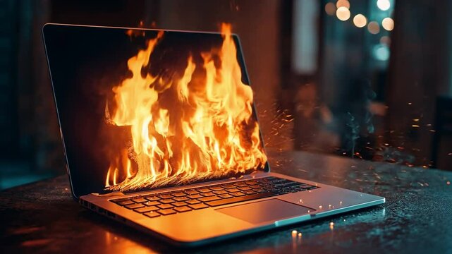 Fire started by a laptop computer's faulty battery