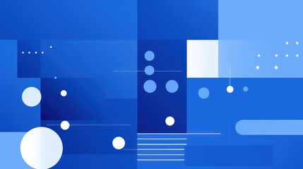 Obraz premium A modern abstract design featuring various shades of blue, circles, and geometric shapes for a clean, digital aesthetic.
