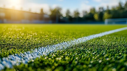 Pristine Green Soccer Field with White Lines for Sports Presentations