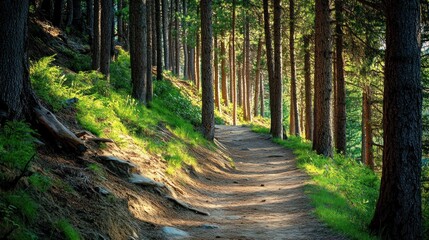 Obraz premium Forest Trail Sunlight