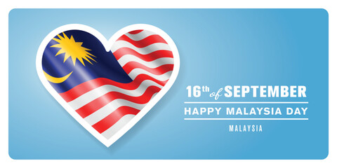 Malaysia happy day greeting card, banner vector illustration.