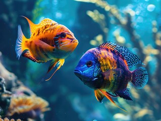 Vivid marine life in underwater world