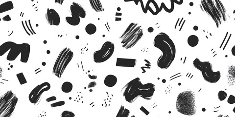 Monochrome splashes and drips create an abstract and informal pattern. Perfect for creative design needs.