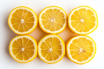 Obraz premium Neatly Arranged Lemon Halves in a Grid Pattern 