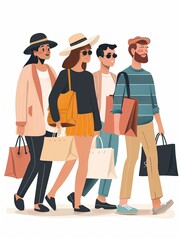 group of people doing shopping