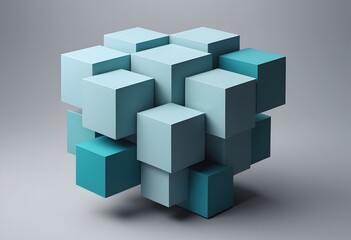 Obraz premium 3d render, abstract minimal geometric background. Blue balls placed on cylinder pedestal steps. Isolated objects, primitive shapes. Successful business concept, one of a kind, advantage metaphor. 