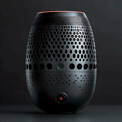 Black Egg Shaped Speaker With Dotted Design 3D Render