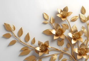 Borders of the frame of gold branches, eucalyptus leaves on a white background. flat layout, top view
