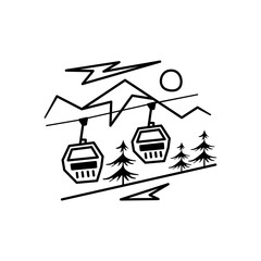 Christmas line icon from the Christmas camping series. Happy Holidays symbol and elements. Stock winter . Ski resort cabins