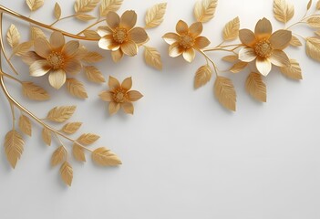 Borders of the frame of gold branches, eucalyptus leaves on a white background. flat layout, top view

