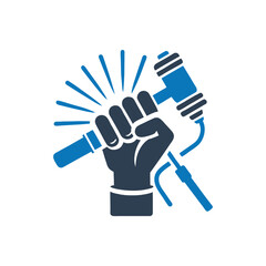 Obraz premium Hand holding a welding torch icon