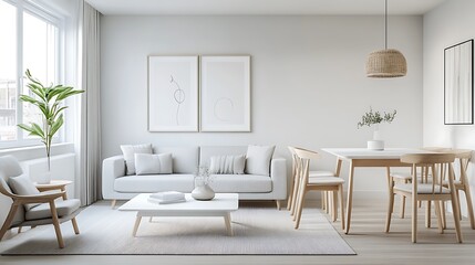 Fototapeta premium modern living room with fireplace