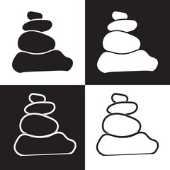 Stones pyramid icon, balance concept for spa massage on white and black background. Vector illustration. EPS 10