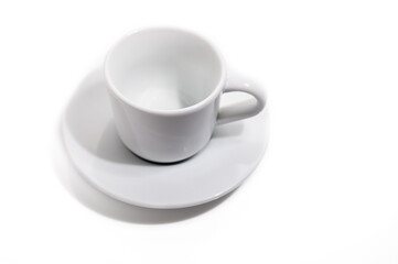 White coffee cup on white background