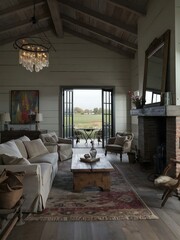 Fototapeta premium living room with fireplace