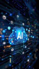 AI Cloud with Floating Icons