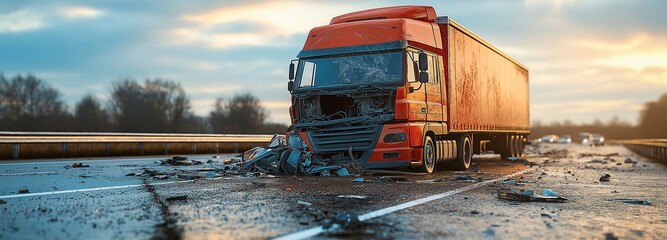 On a highway, a lorry broke down in an accident.