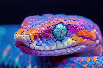 Fototapeta premium Close-up of a Vibrant Green Tree Python's Eye and Scales