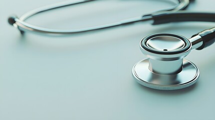 A close-up of a stethoscope resting on a light solid color background, highlighting its sleek design and polished finish