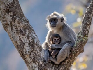 Obraz premium Monkey with Baby Monkey