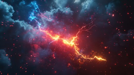 Obraz premium Lightning Strike in the Dark Sky