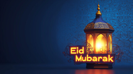 Fototapeta premium Vector illustration of Eid Mubarak lantern with copy space.