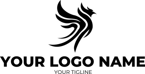 Minimalist Black Bird Silhouette Logo - Elegant and Versatile Design