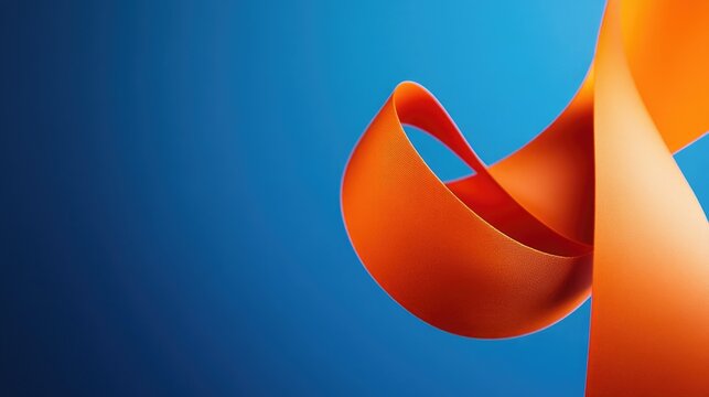 Orange object on blue background