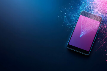 A large amount of information and news is stored in online systems and networks concept, flow of data on smartphone.